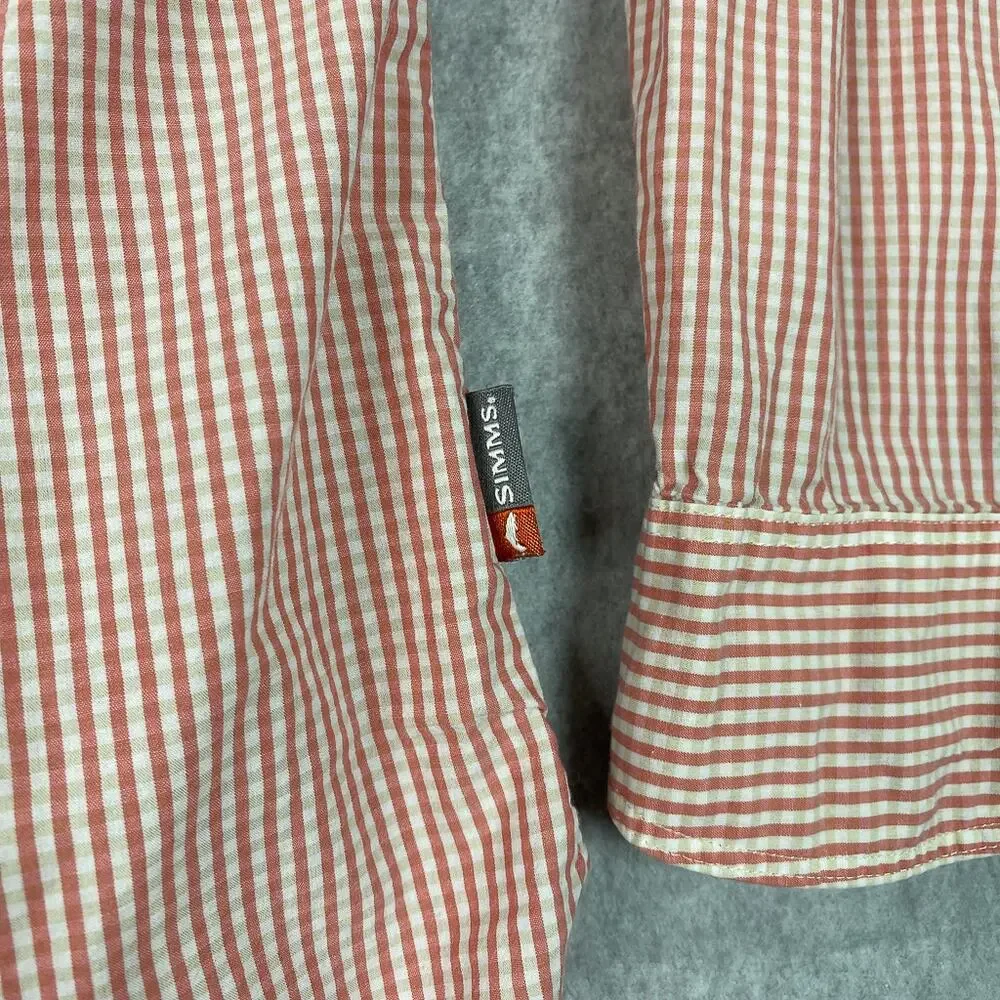 Simms Shirt Mens XL Pink Plaid Long Sleeve Button Up Pockets